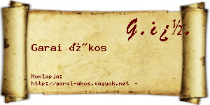 Garai Ákos névjegykártya